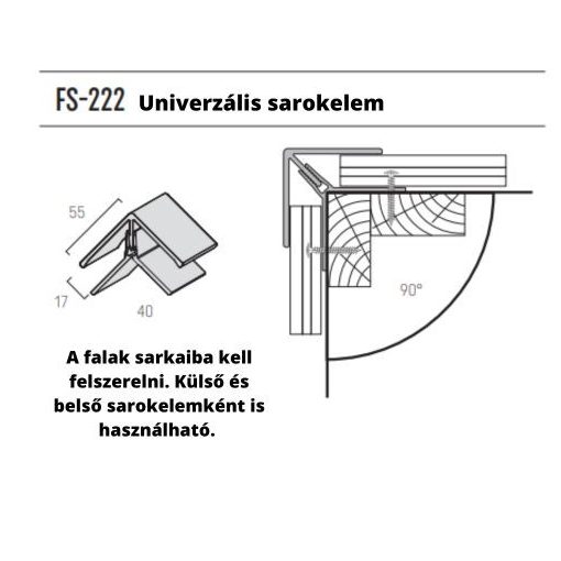 VOX FS-222  Univerzális Sarokelem Fehér 3 M 