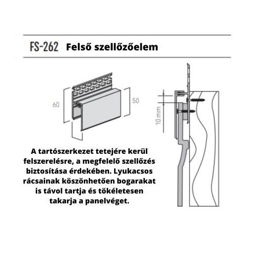 VOX FS-262  Felső szellőzőelem Fehér 3 M 