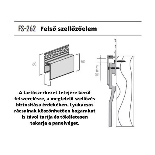VOX FS-262  Felső szellőzőelem Gyöngyszürke 3 M 